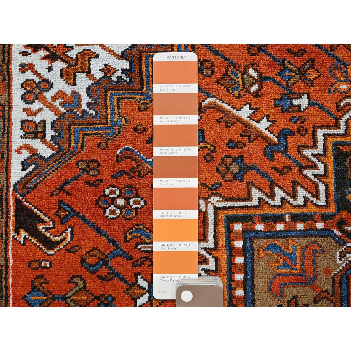6'10"X9'7" Orange Vintage Zoroastrian Heris All Wool Hand Knotted Clean Rug