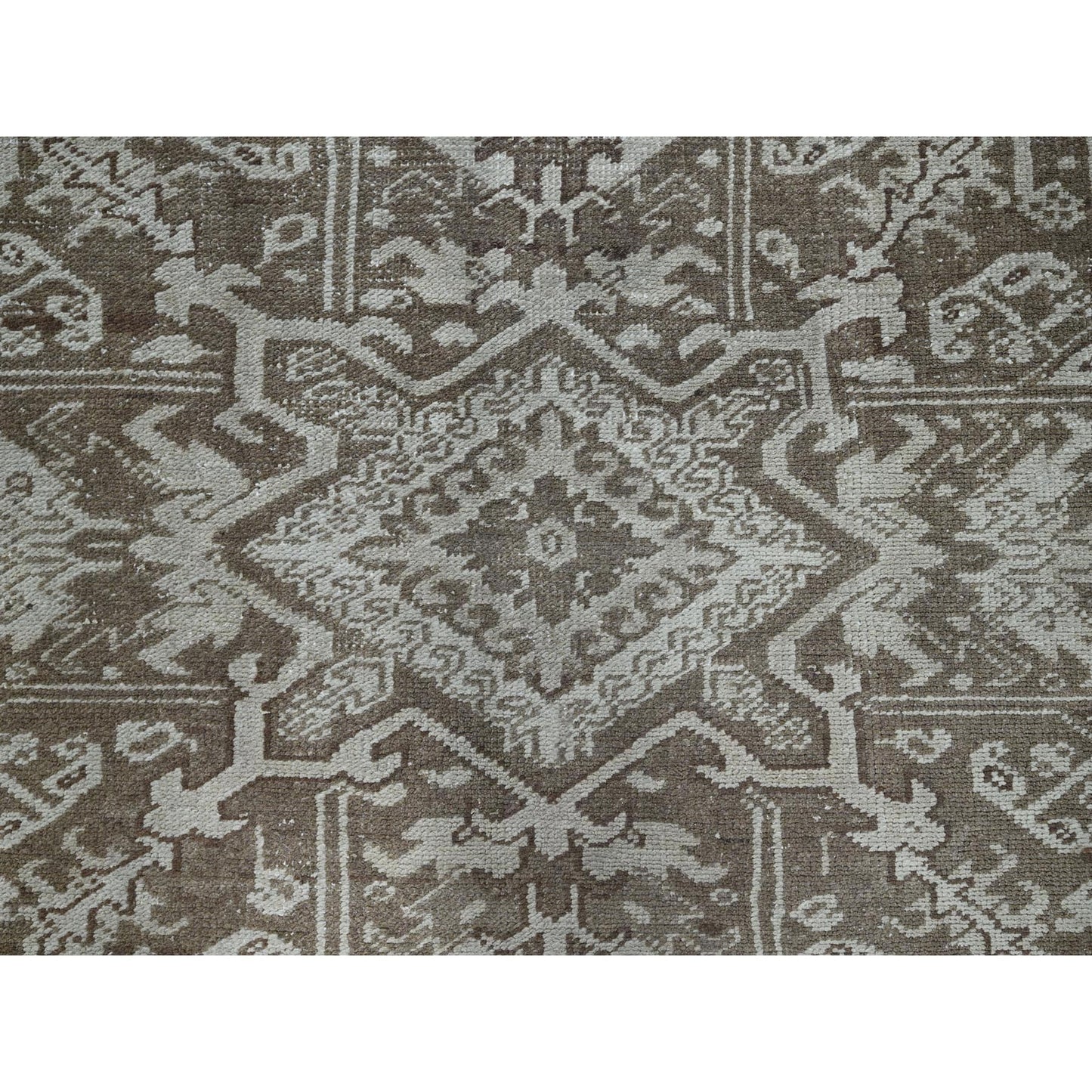 7'6"X10'4" Pastel Gray Vintage Zoroastrian Heris All Wool Hand Knotted Rug