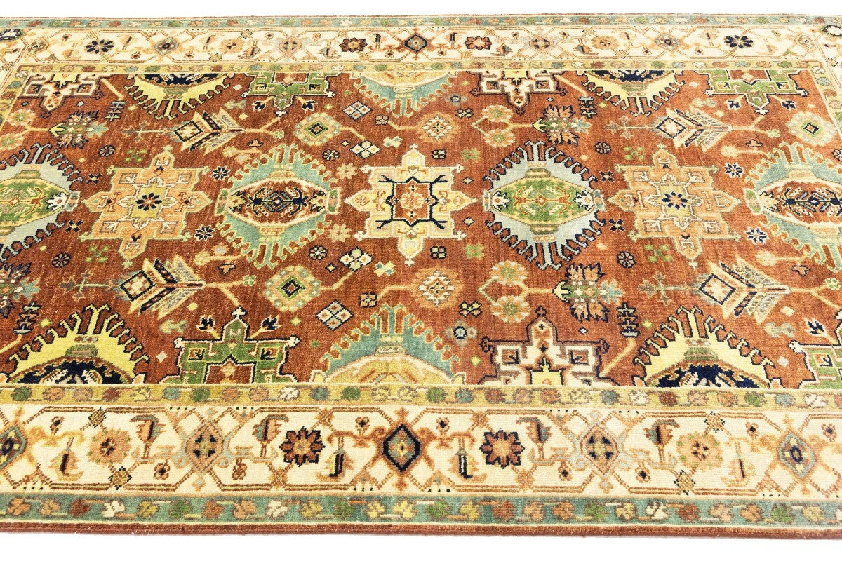 5X8 Ft Hand-Knotted Indo-Karajeh Tribal Geometric