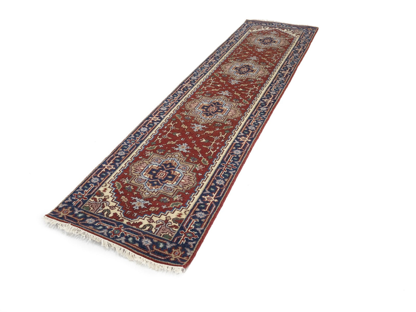 Handmade Wool Serapi Floral Oriental Runner Boho