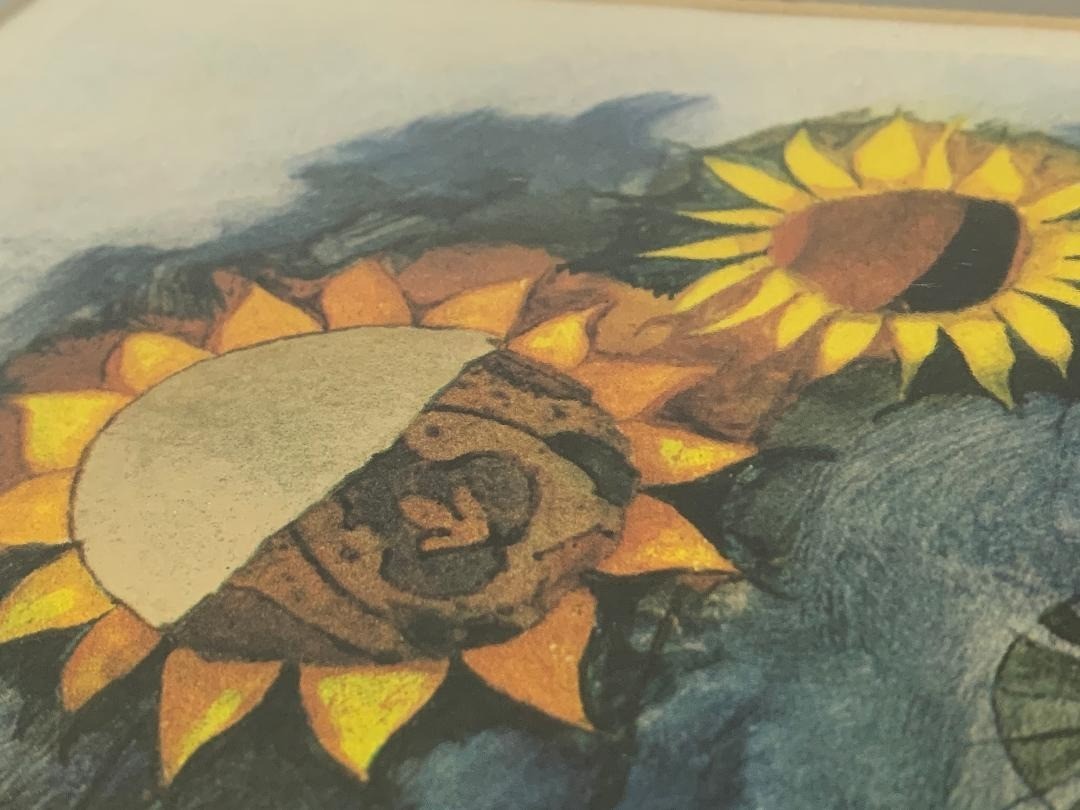 Rosina Wachtmeister Signed Sunflower Print 1981 Gold Leaf Details Rare Abstract