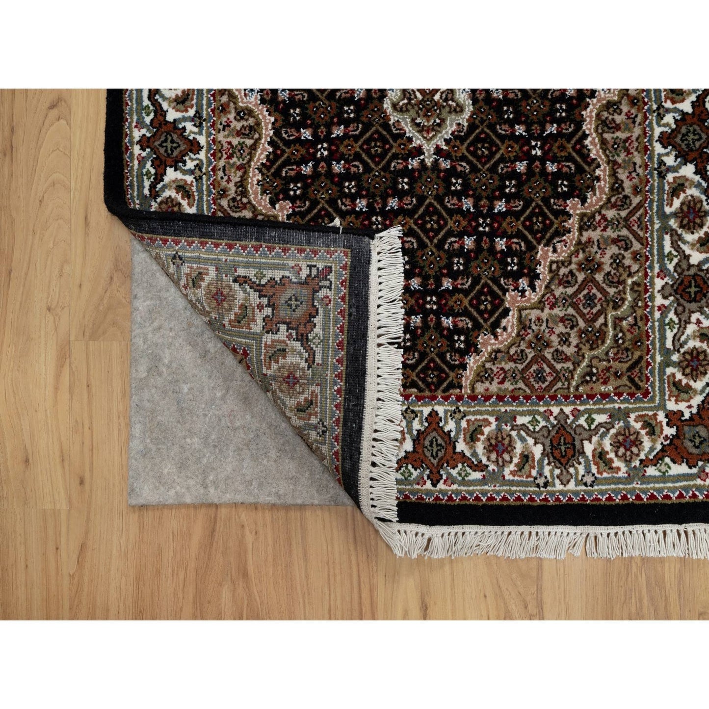 2'8"X20'1" Rich Black Tebraz Mahi Pure Wool Hand Knotted Xl Runner Rug