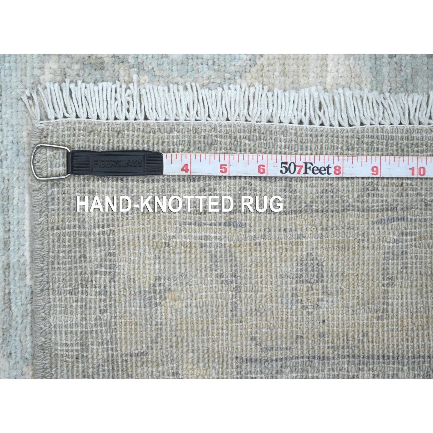 2'8"X11'7" Gray Stone Washed Peshawar Hand Knotted Pure Wool Runner Rug