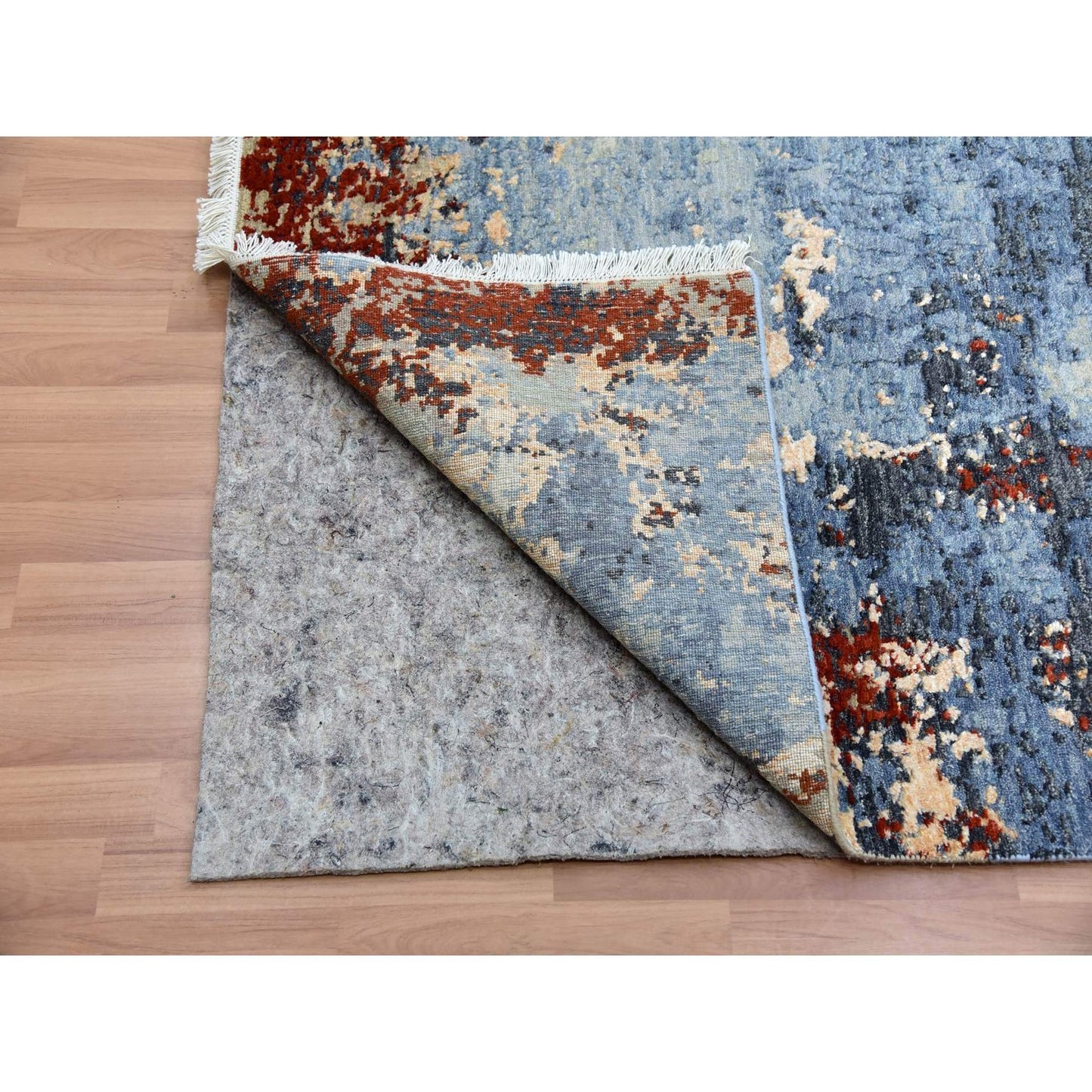 9'X12'4" Thundercloud Gray Wool Abstract Design Hand Knotted Oriental Rug