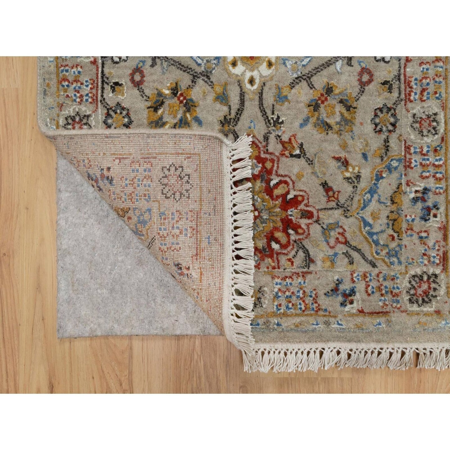 2'6"X11'10" Brown The Sunset Rosettes Hand Knotted Wool & Silk Runner Rug