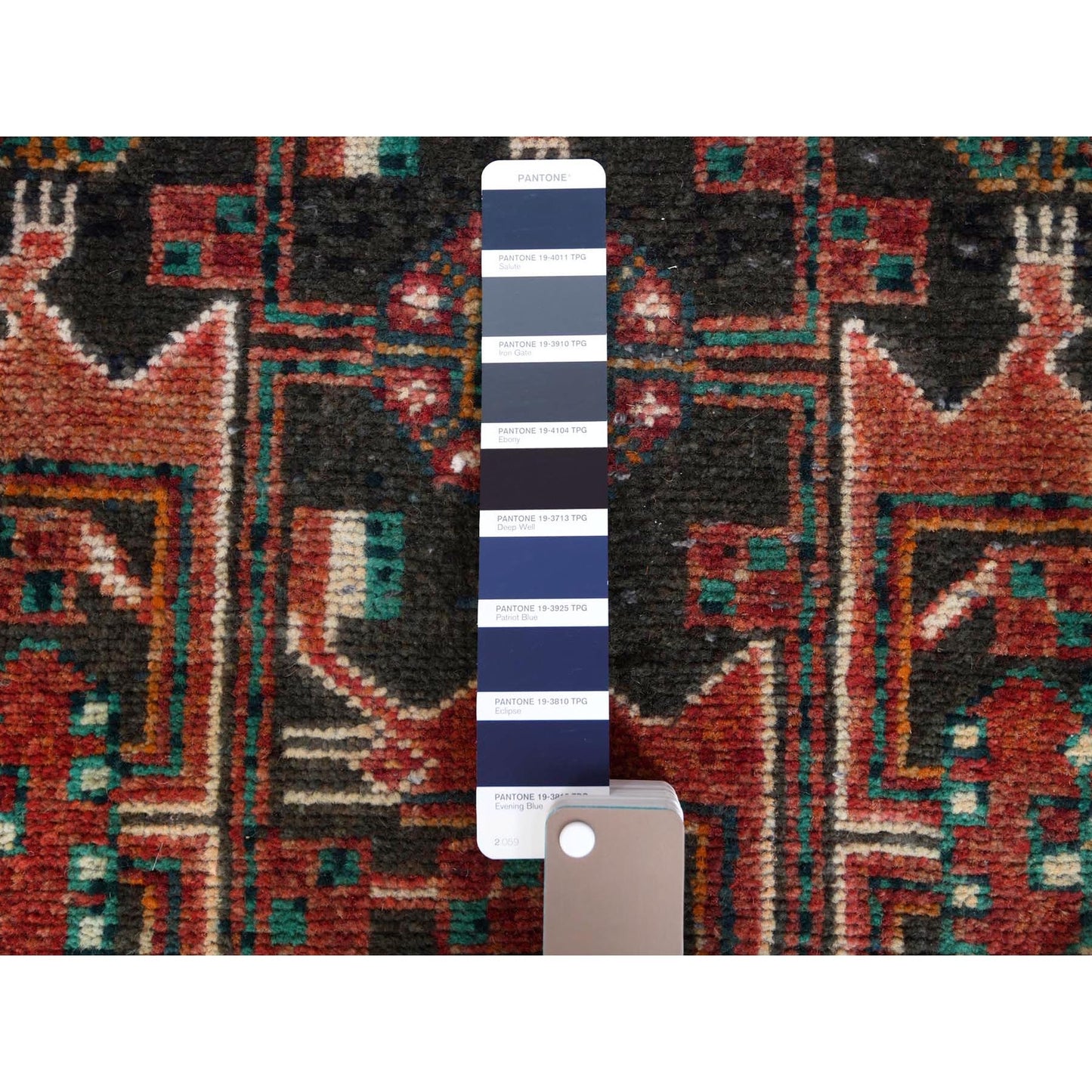 5'X9'10" Semi Antique Hand Knotted Red Farsian Sheeraz Sheared Low Rug
