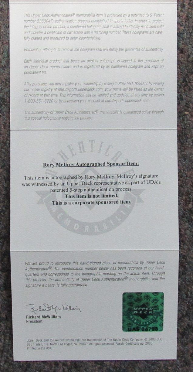 Rory Mcilroy Signed/Auto 2012 Pga Championship