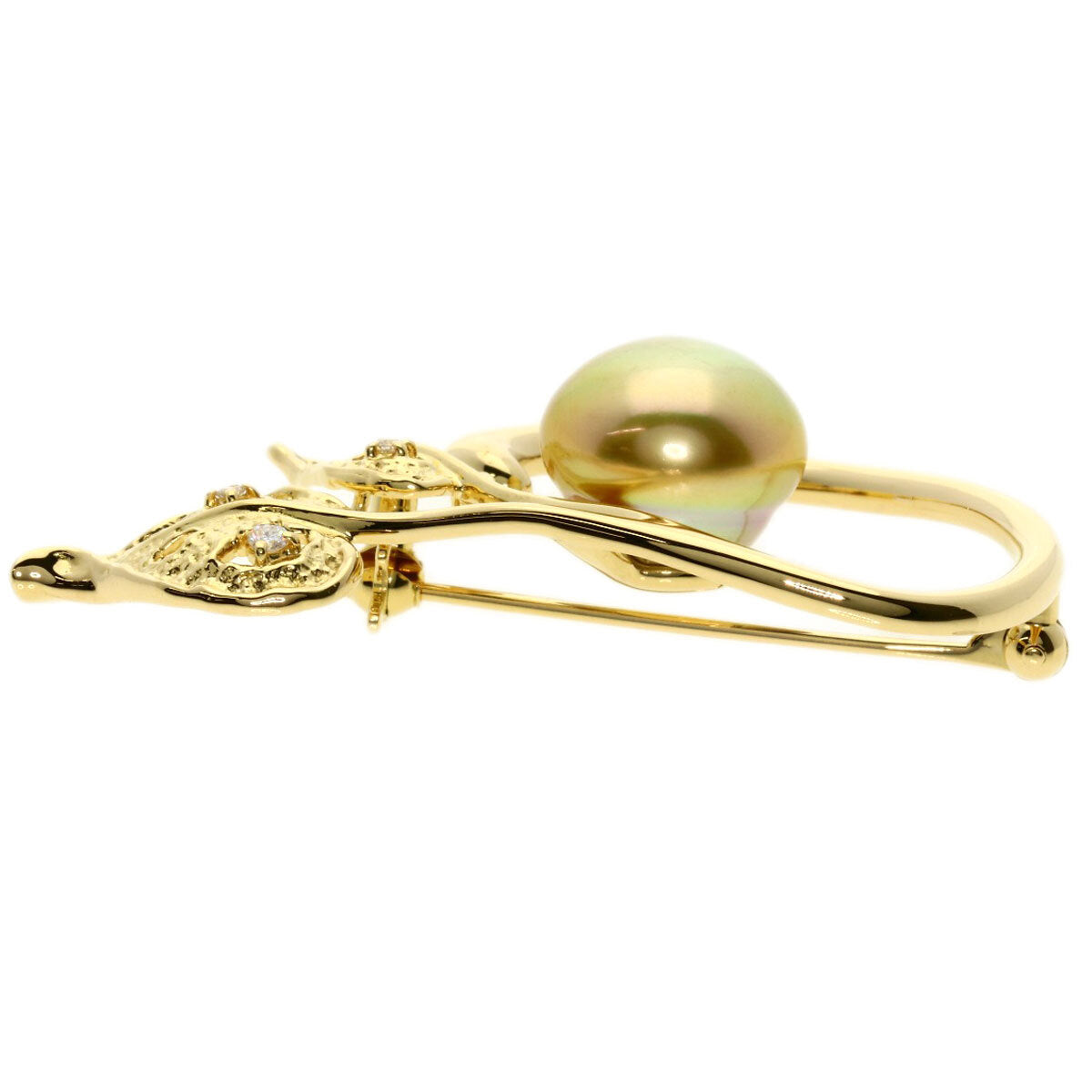 Tasaki Brooch Golden Pearl Pearl Diamond K18