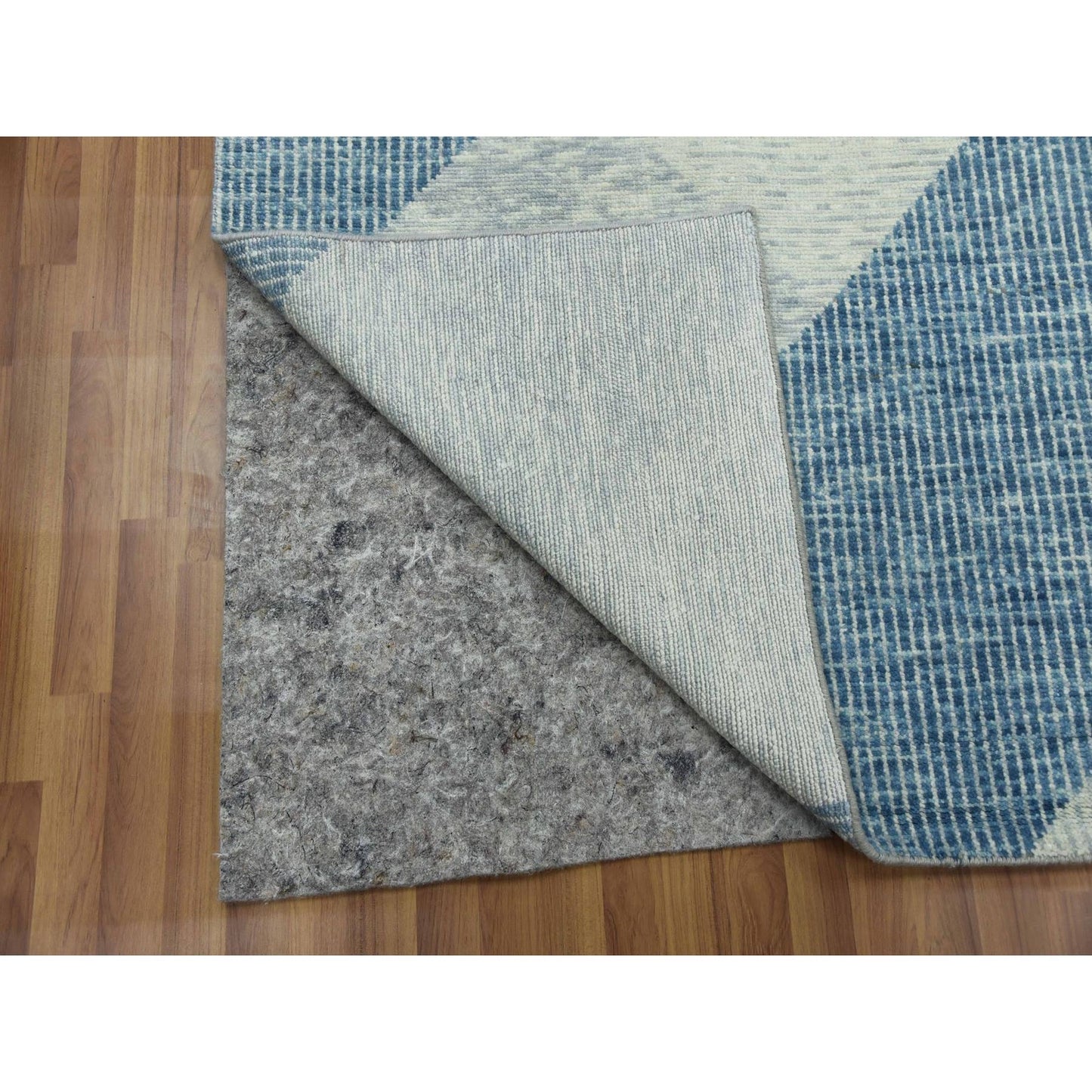 10'2"X14'2" Blue Wool Hand Knotted Geometric Art Deco Collection Rug