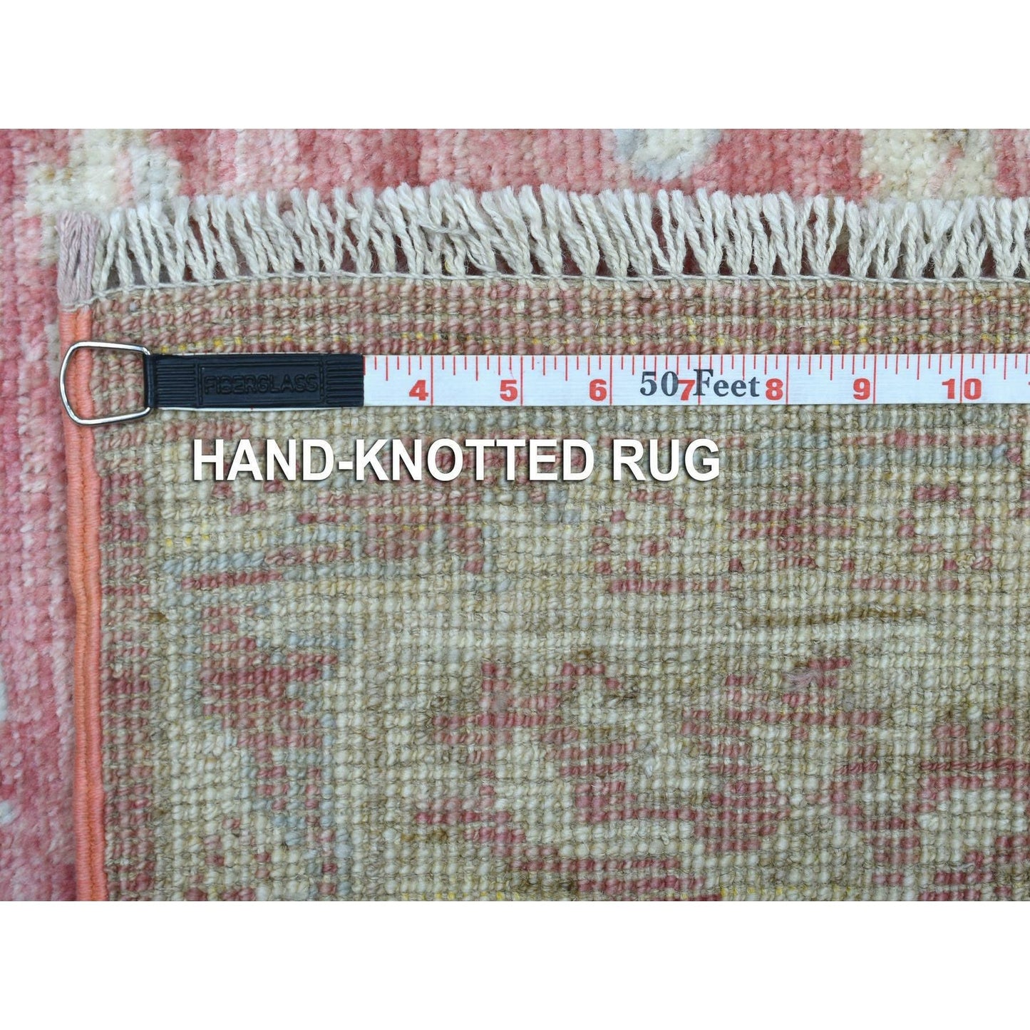 6'2"X9' Angora Oushak Organic Wool Hand Knotted Coral Red Oriental Rug