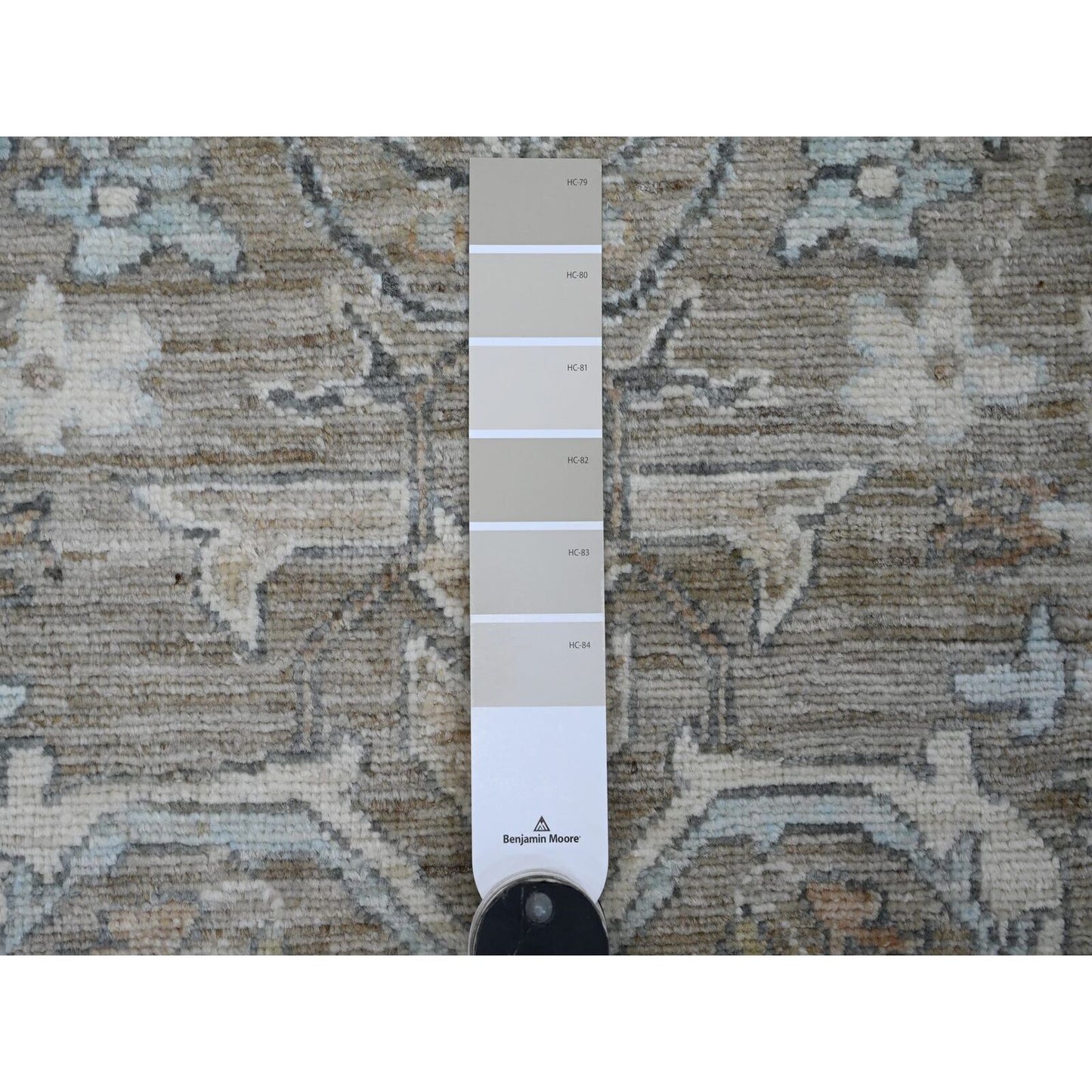2'8"X19'4" Brown Washed Peshawar Leaf Design Hand Knotted Wool Runner Rug
