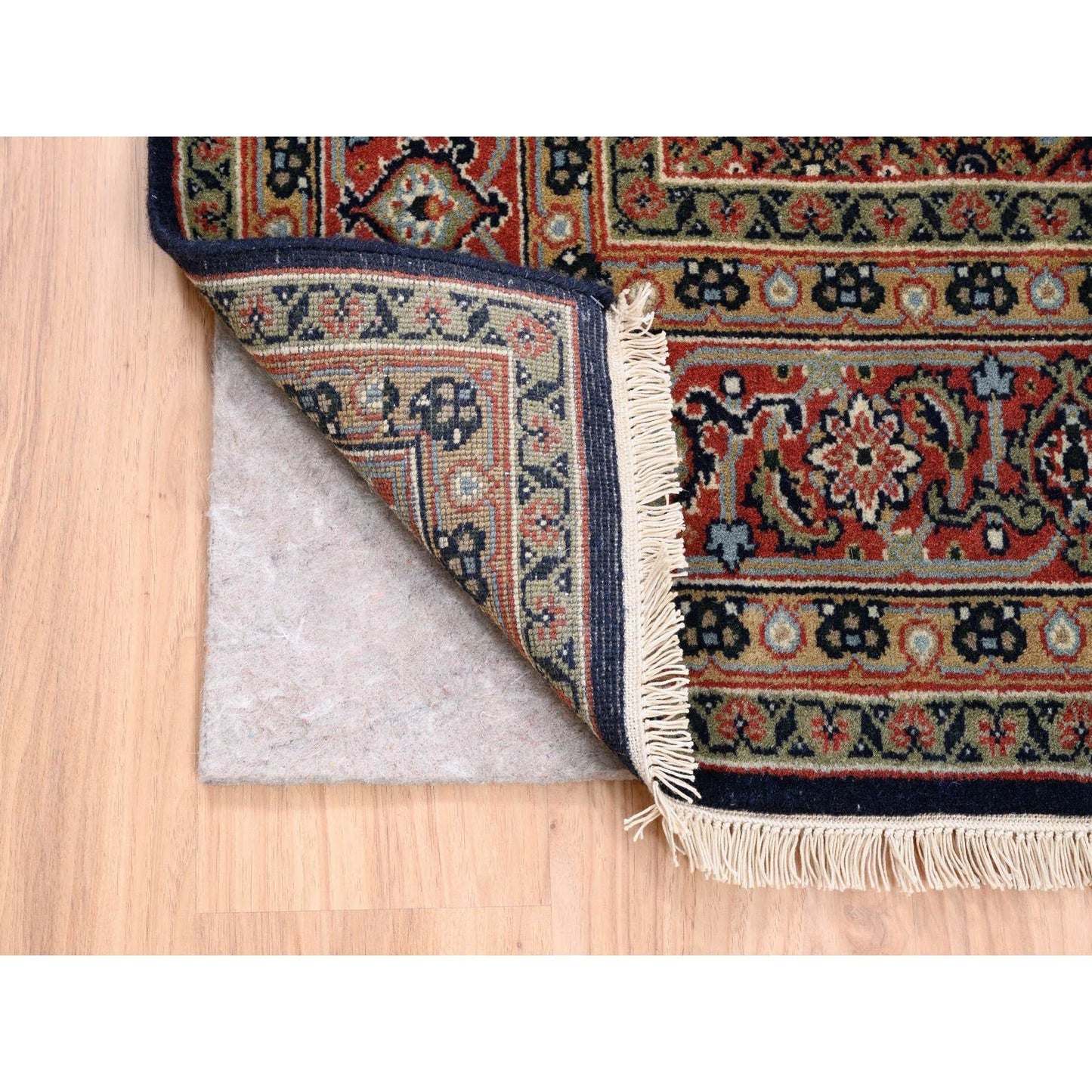 5'1"X7'1" Midnight Blue All Over Herrita Design Hand Knotted Wool Rug