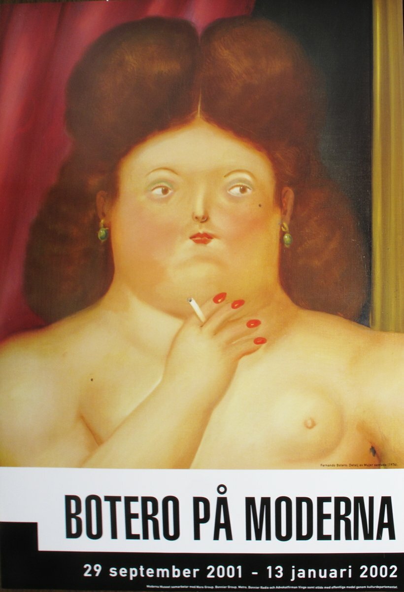 Fernando Botero Woman Smoking " Poster Contemporary Brown Red