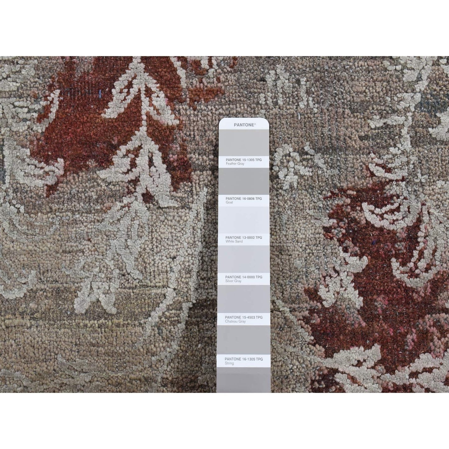 5'2"X7'1" Gray Broken Tulip Design Silk With Wool Hand Knotted Rug