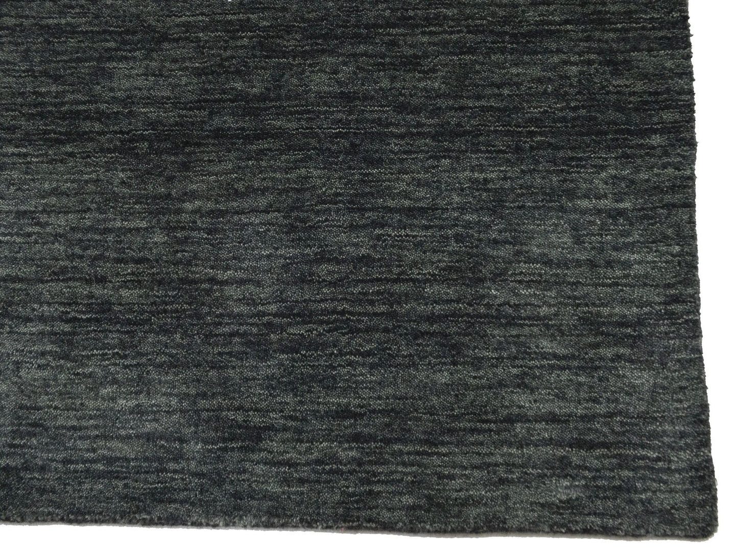 Solid Charcoal Hand-Loomed 3X12 Gabbeh Wool