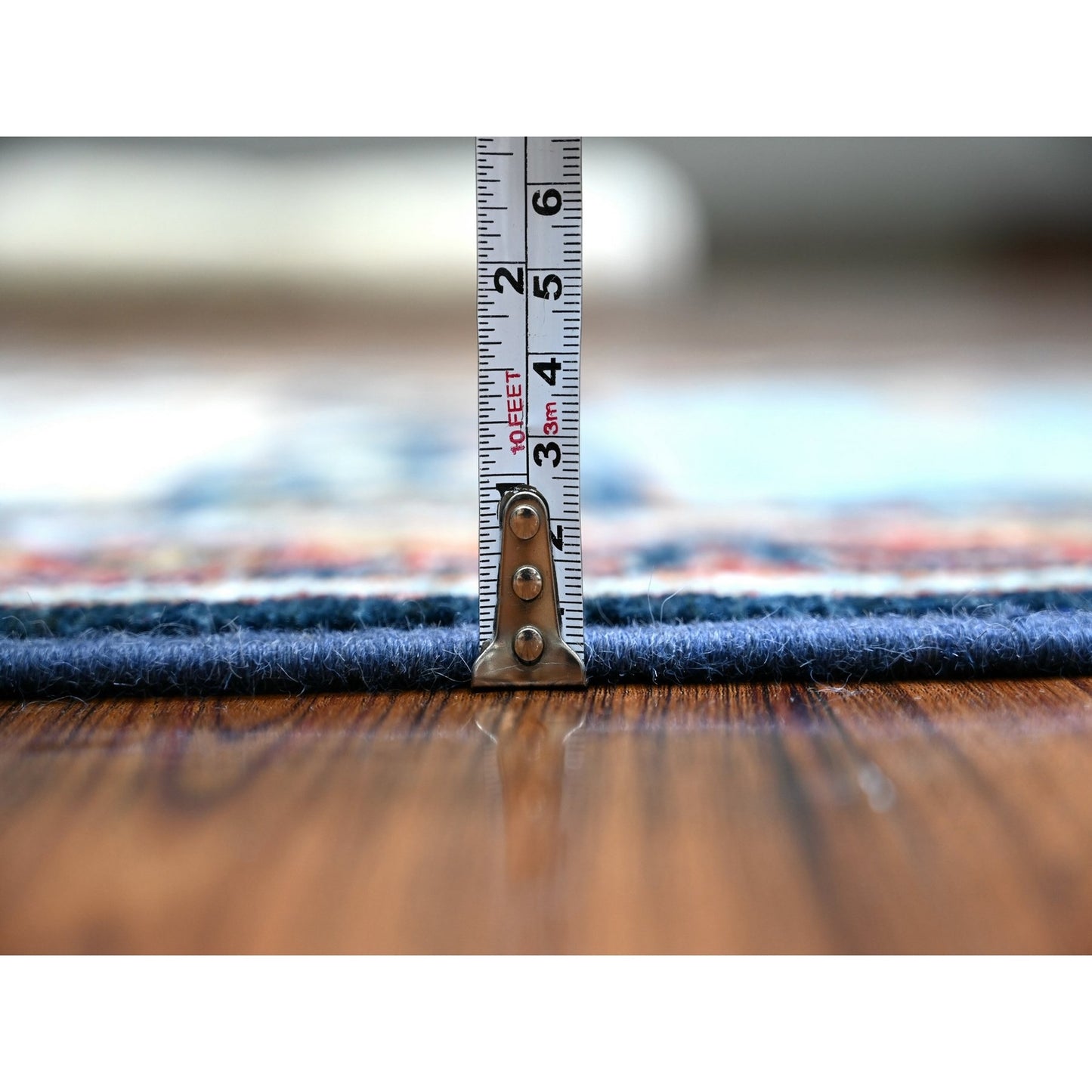 2'6"X9'8" Blue Fine Aryana Caucasian Ashtafa Hand Knotted Oriental Rug