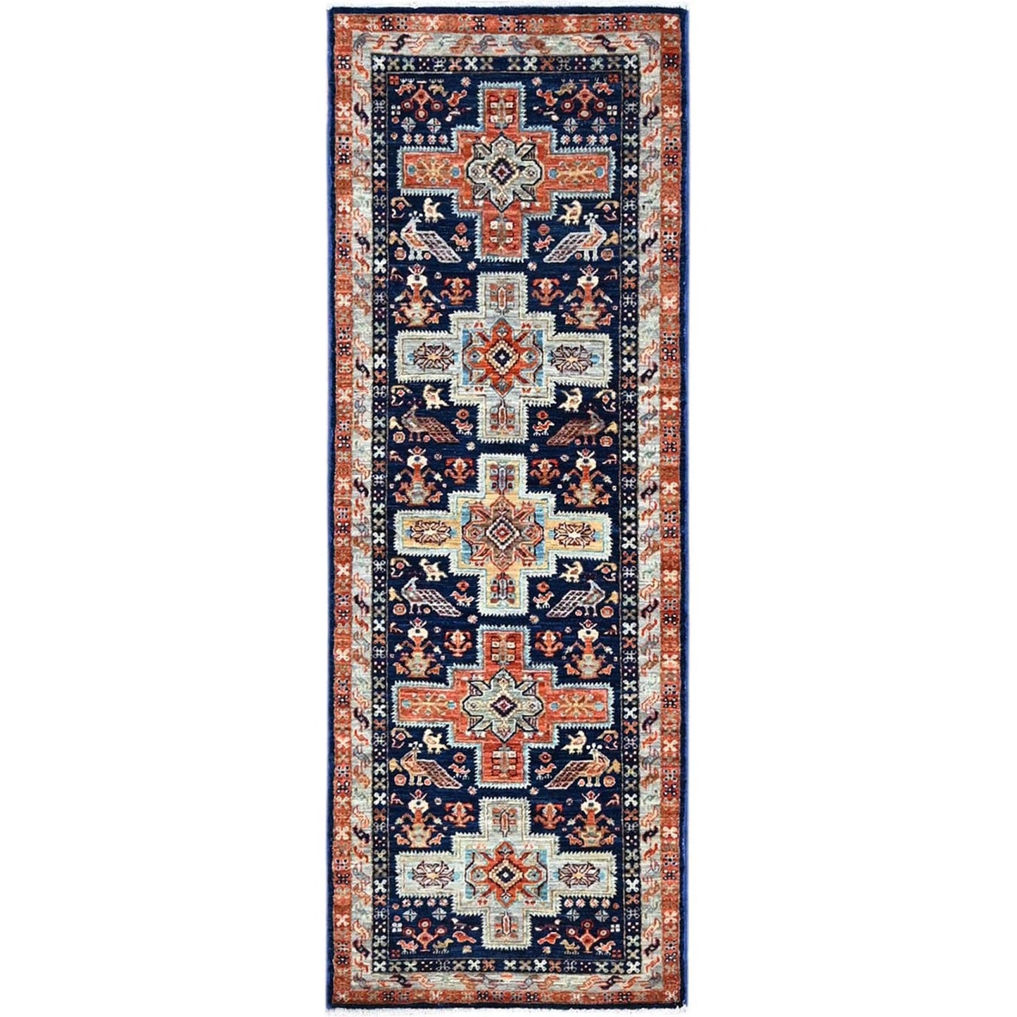 2'X5'10" Blue 200 Kpsi Armenian Caucasian Design Runner Oriental Rug