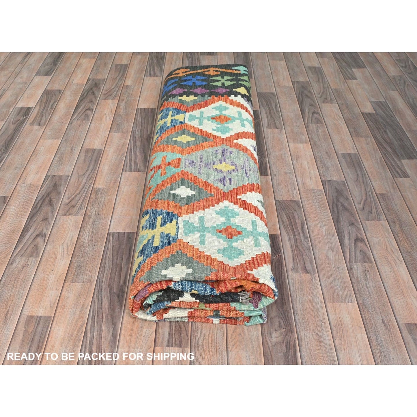 10'5"X15'10" Colorful Hand Woven Afghan Kilim Organic Wool Oversized Rug