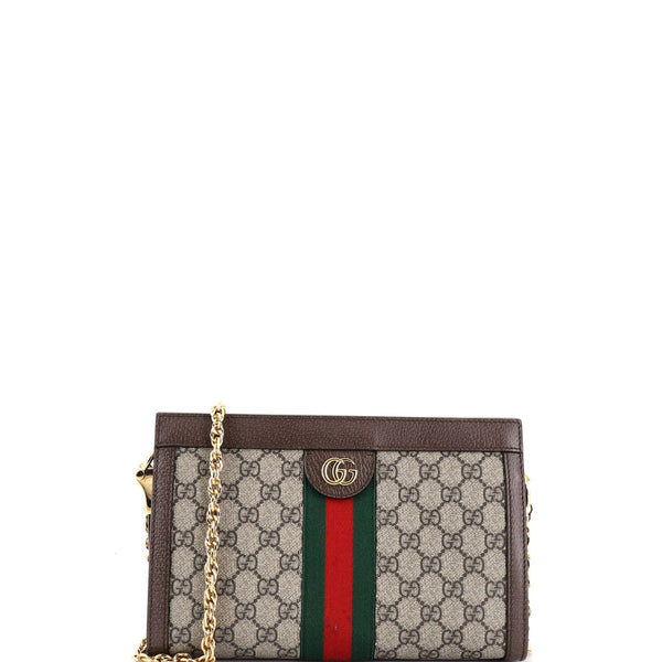 Gucci Ophidia Chain Shoulder Bag in Small GG Coated Canvas