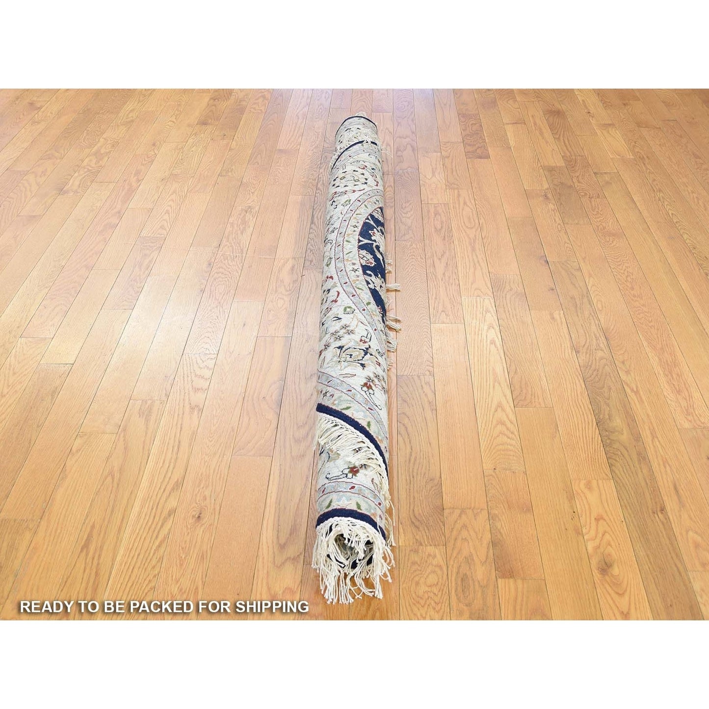 6'X6' Midnight Blue Nain Wool 250 Kpsi Hand Knotted Round Oriental Rug