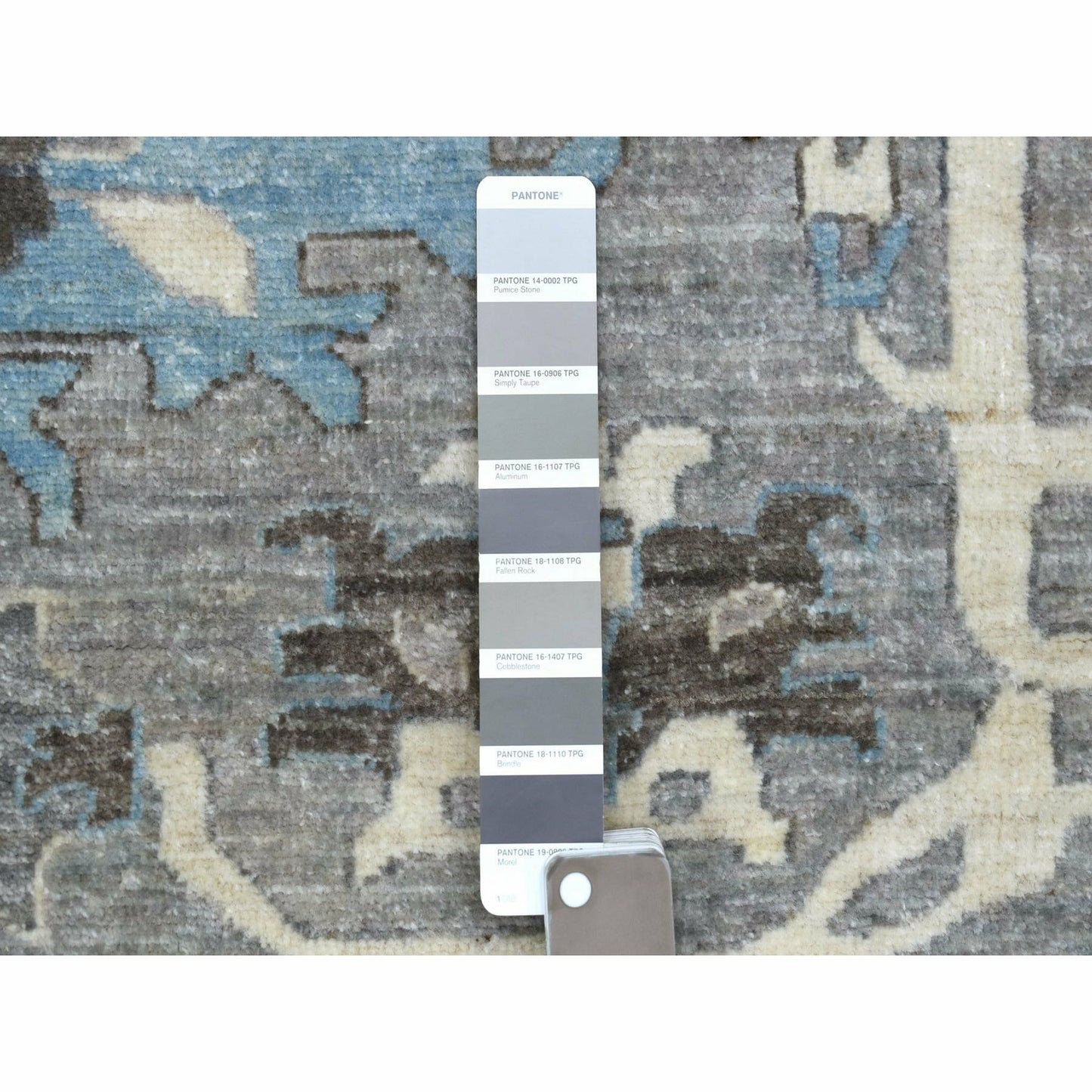 11'8"X11'8" Hand Knotted Gray Heriz Fine Peshawar Pure Wool Round Rug