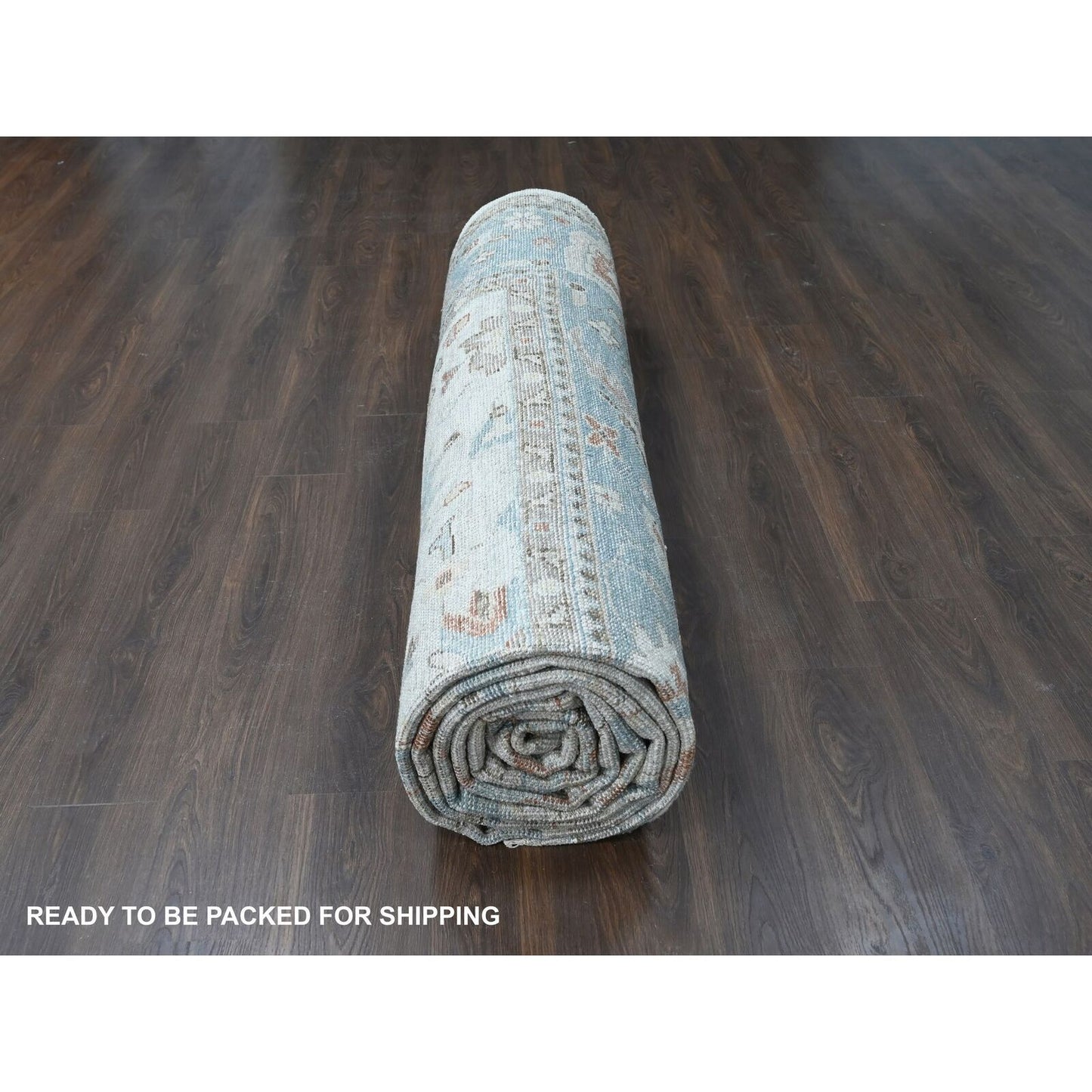 12'X17'9" Light Gray Pure Wool Hand Knotted Oushak Design Oversized Rug