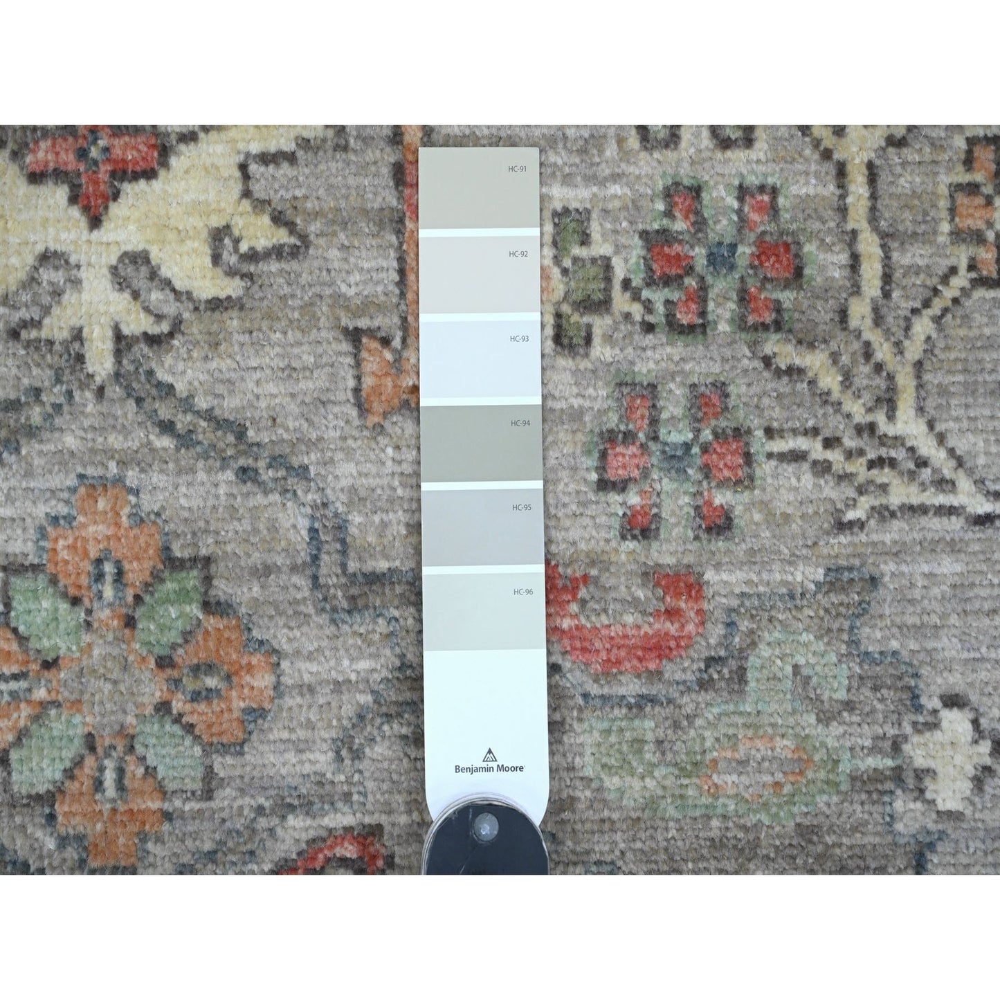4'X6' Gray Hand Knotted Afghan Angora Oushak All Over Pattern Wool Rug