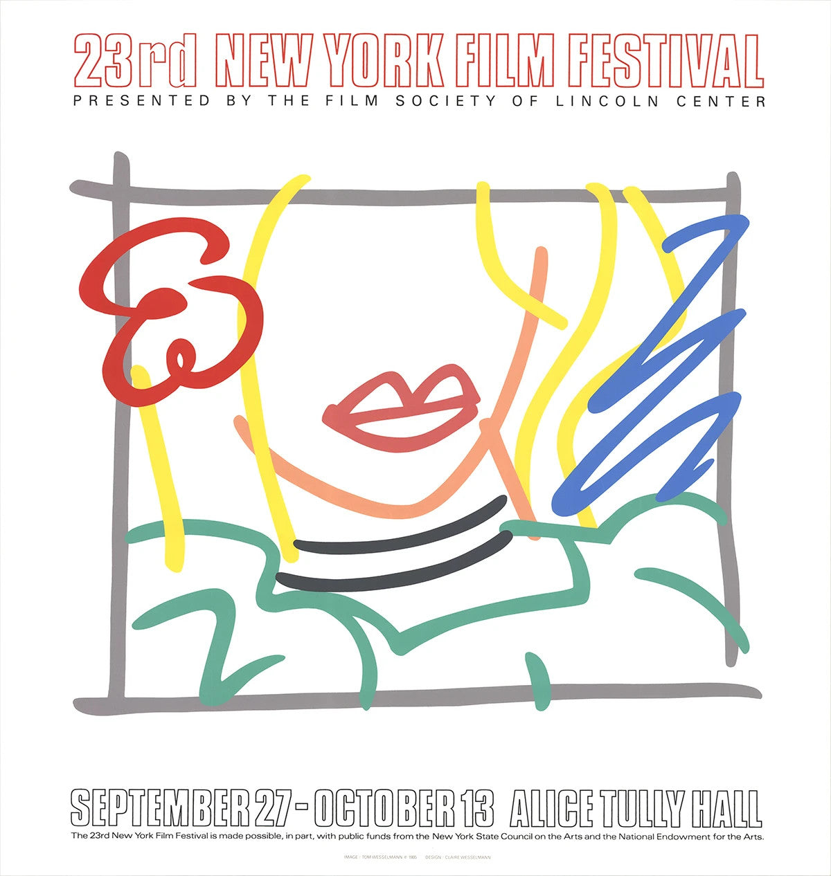 Tom Wesselmann Monica, The 23Rd New York Film Festival " Serigraph