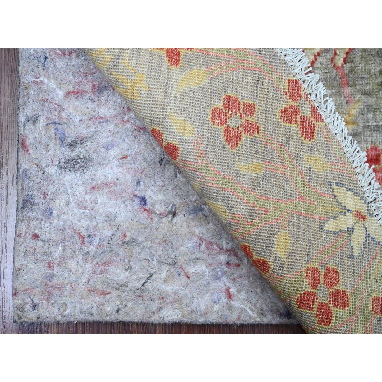5'9"X5'9" Gray Hand Knotted Afghan Peshawar Birds Design Wool Round Rug