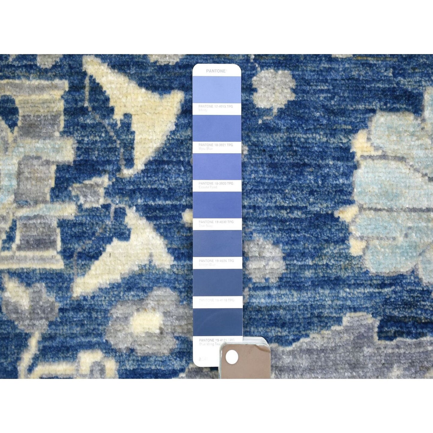 10'2"X13'6" Denim Blue Wool Hand Knotted Fine Peshawar Densely Woven Rug