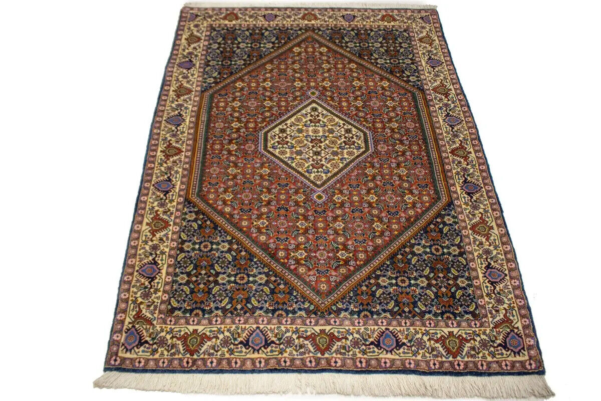 Handmade Oriental Rug Orange-Red Geometric Floral
