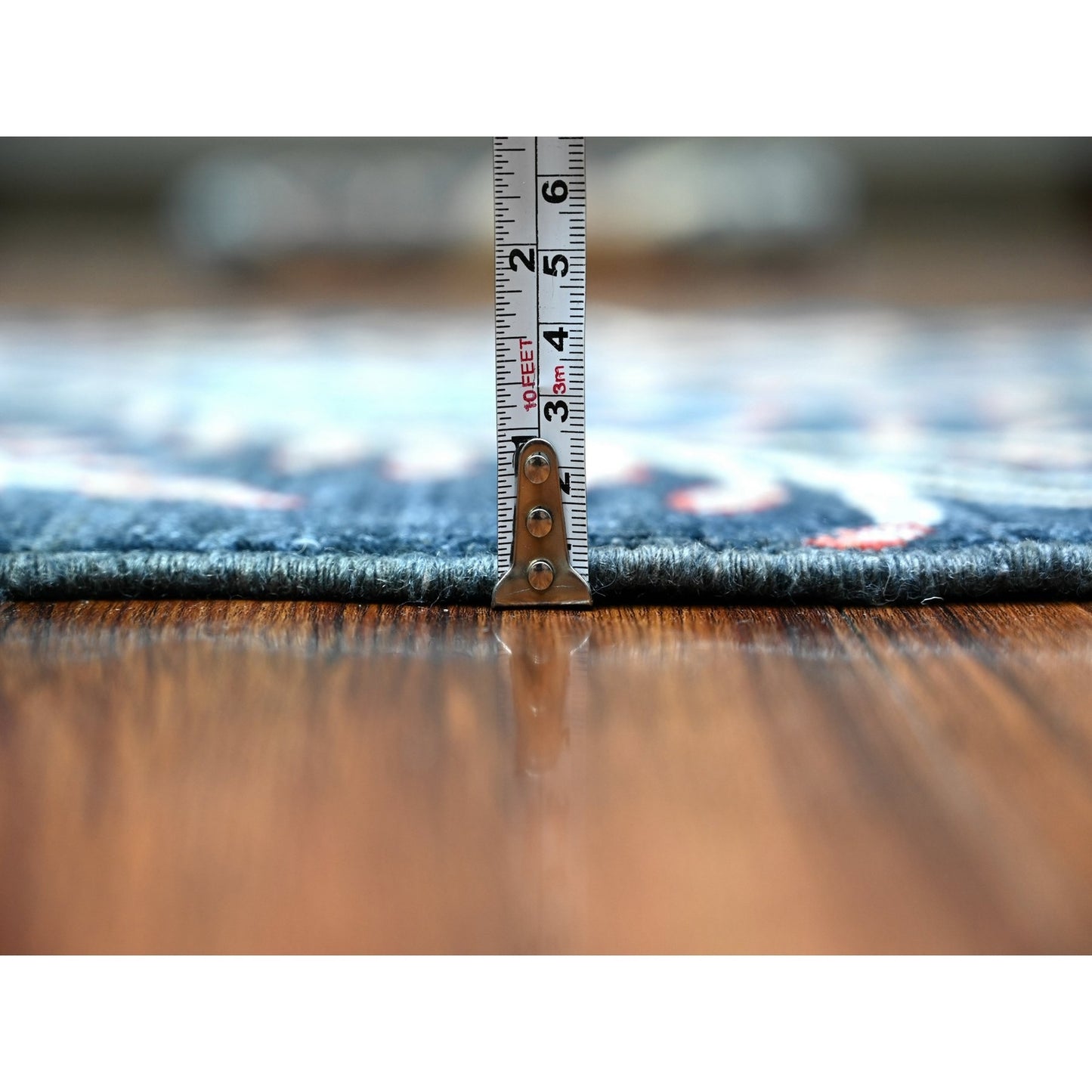 2'6"X9'7" Blue Afghan Peshawar Hand Knotted 100% Wool Runner Rug