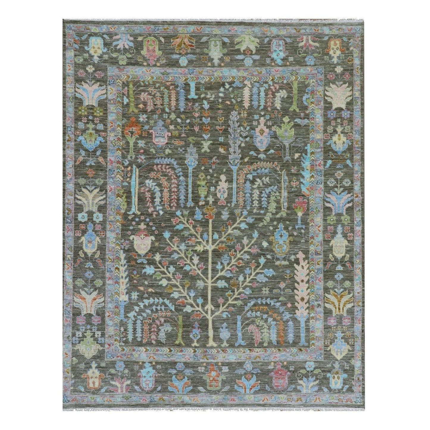8'X10'3" Grayish Brown Hand Knotted 100% Wool Oushak Weave Oriental Rug