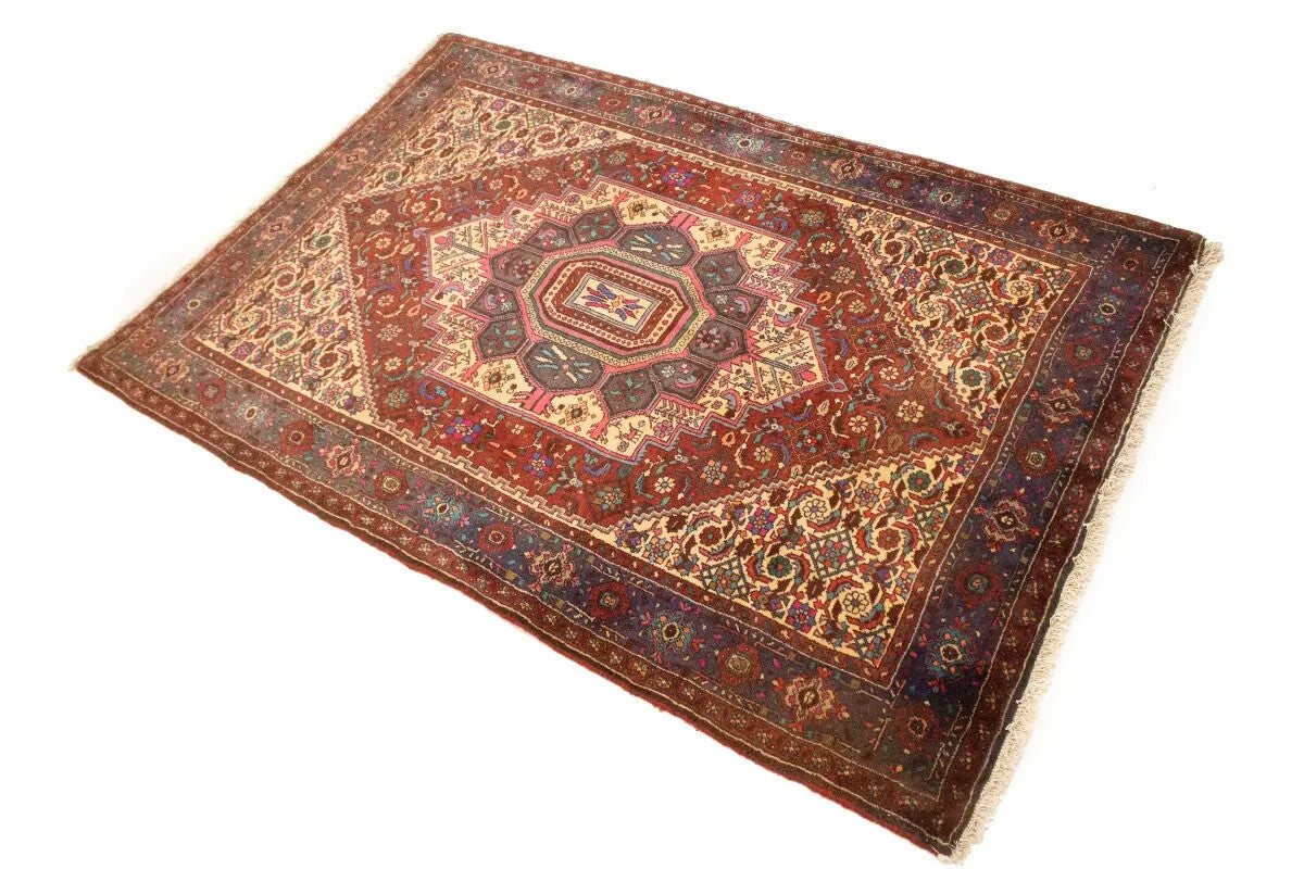 Vintage Handmade Oriental Rug Geometric Floral