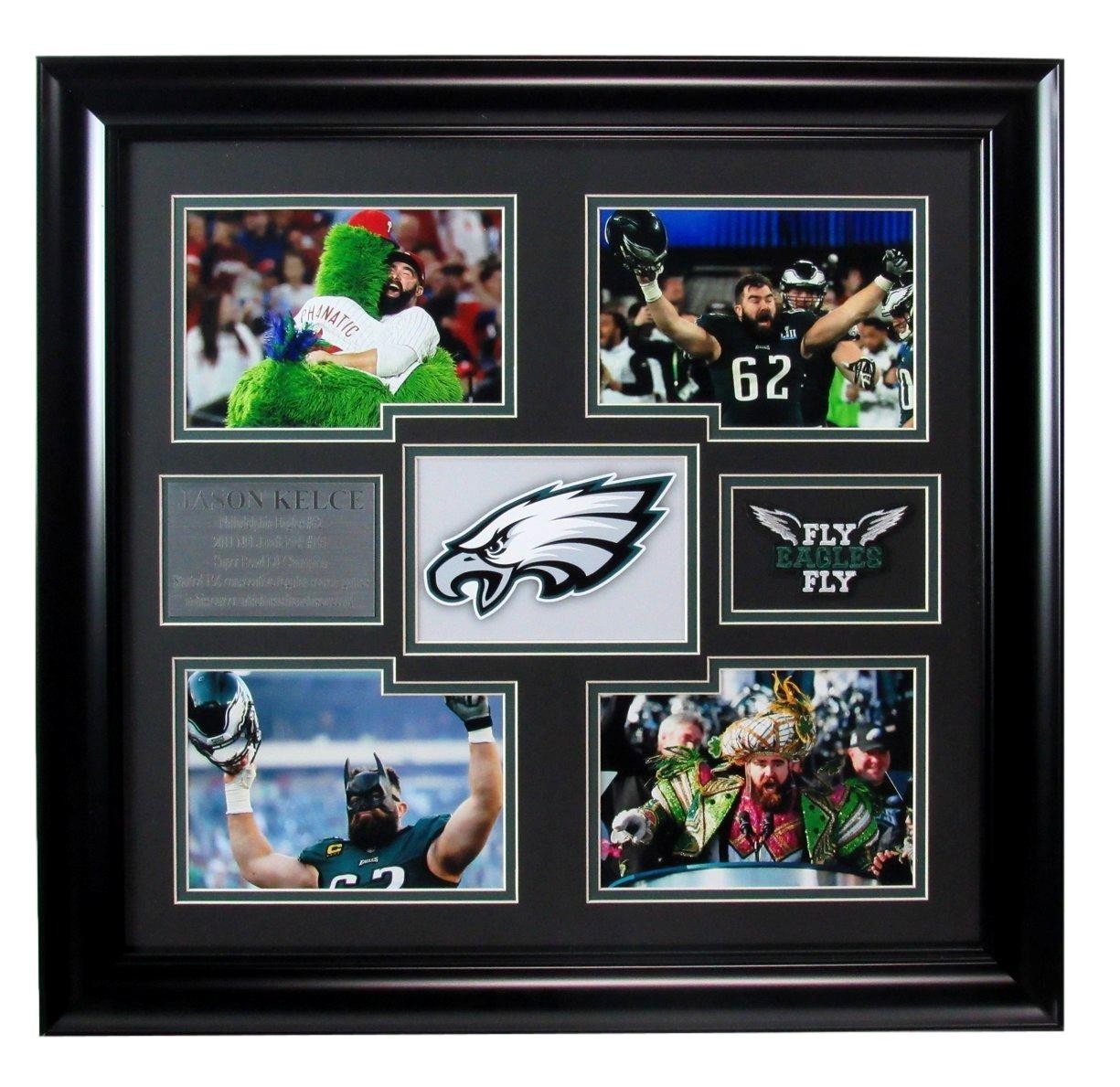 186392 Jason Kelce Photo Collage UNSIGNED Philadelphia Eagles Framed