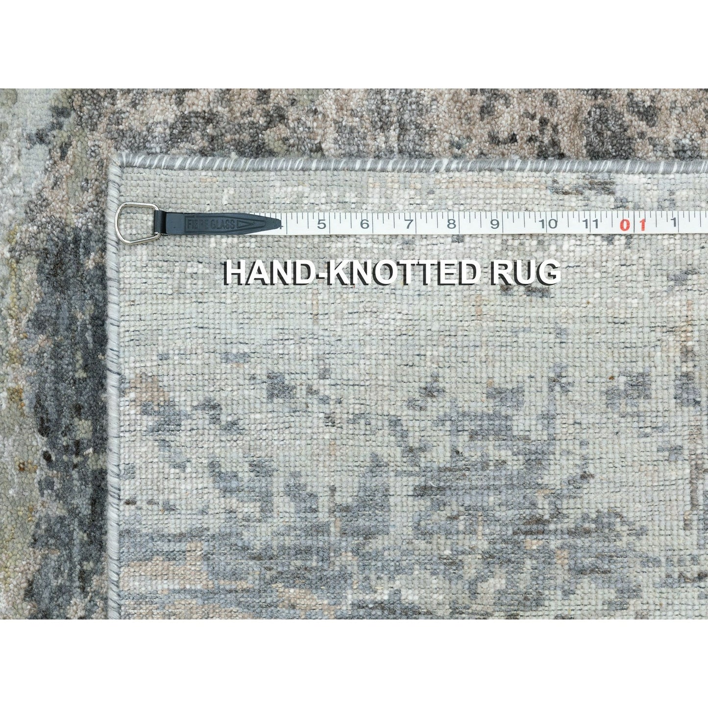 Rug 2'8"x9'10" Natural Abstract Design Wool & Silk Hand Knotted Runner