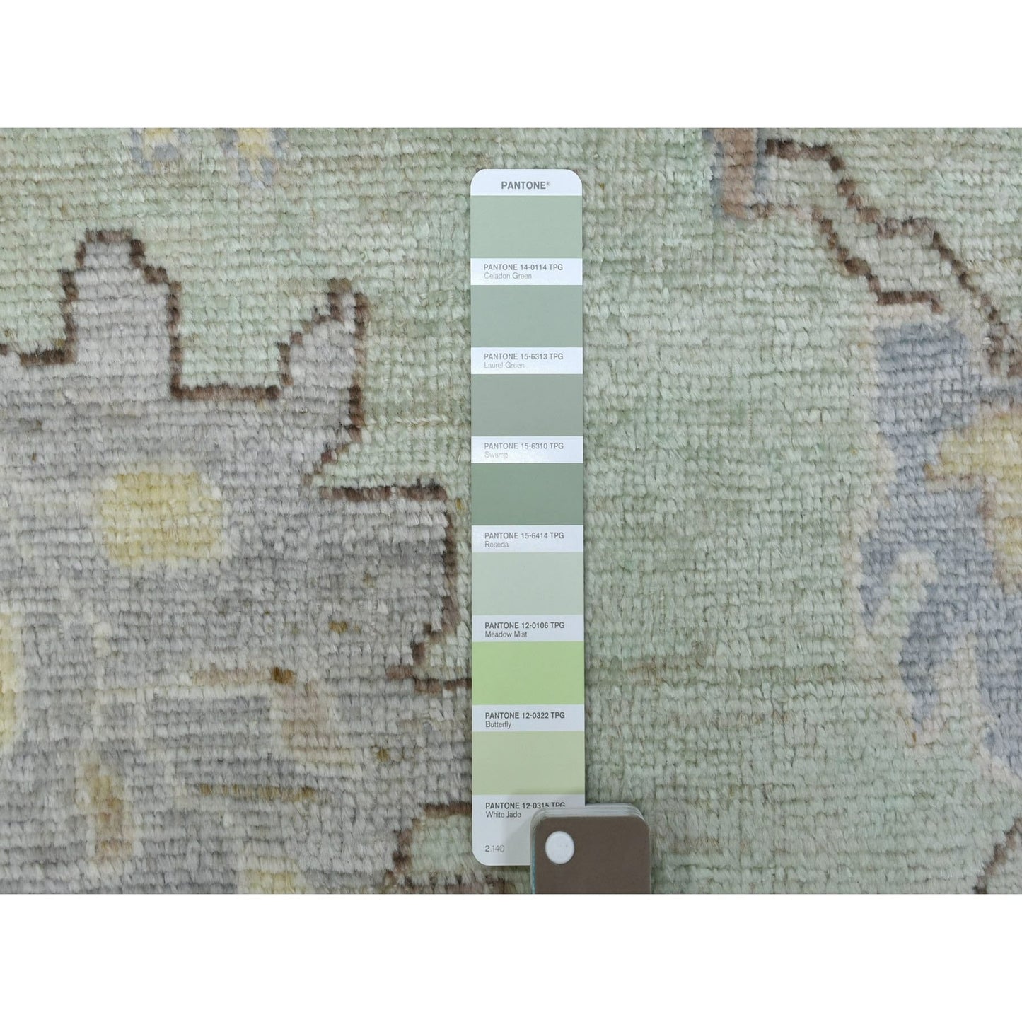 11'9"X17'3" Angora Oushak Soft Wool Hand Knotted Soft Green Oversized Rug