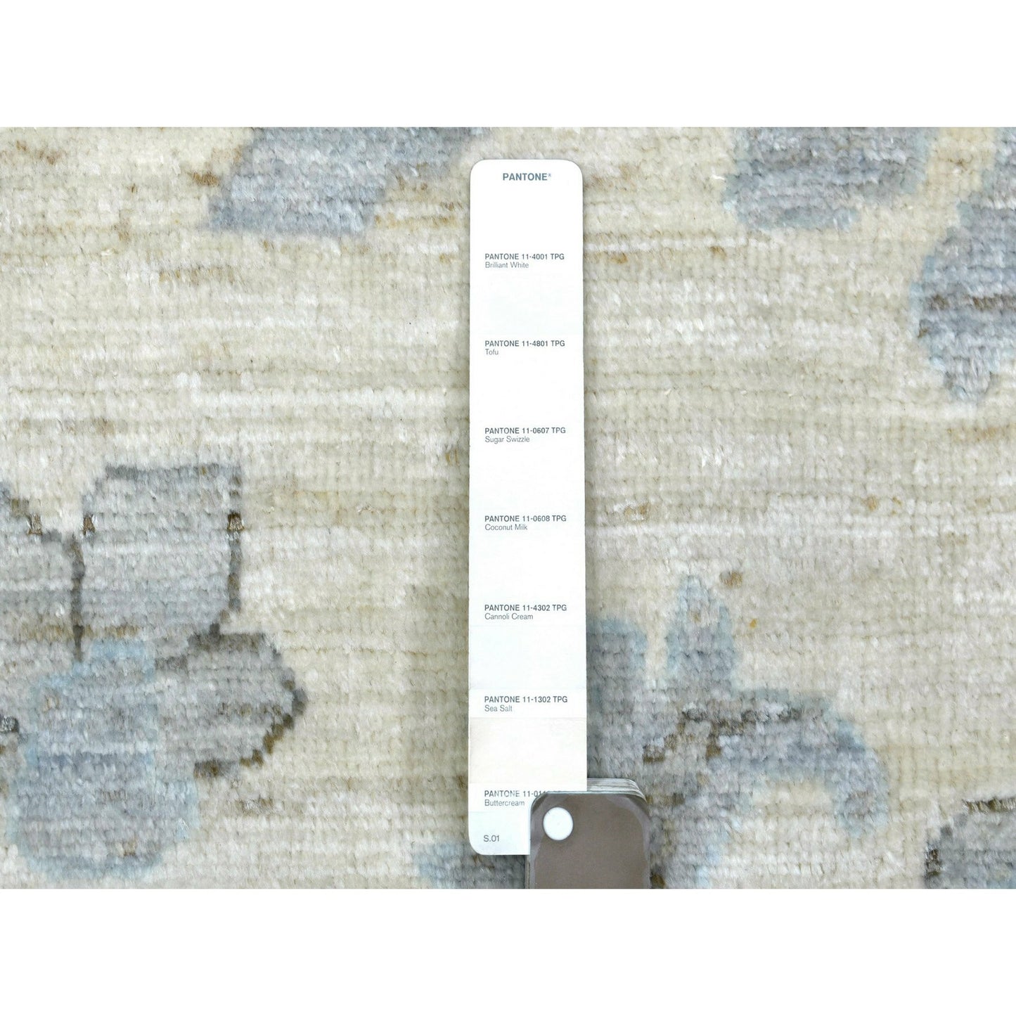 8'X9'9" Ivory Hand Knotted Afghan Angora Oushak Soft Wool Rug