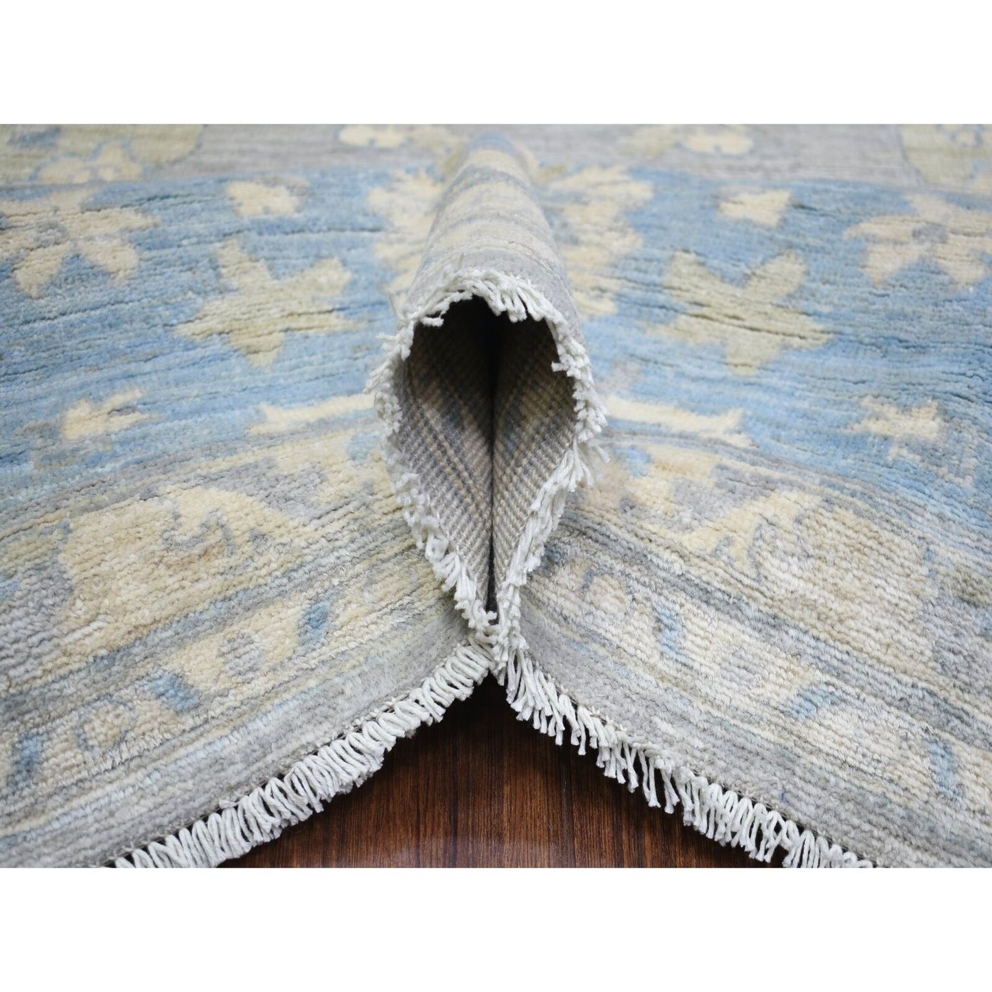 8'X10' Cloud Gray Wool Hand Knotted Finer Peshawar Rug