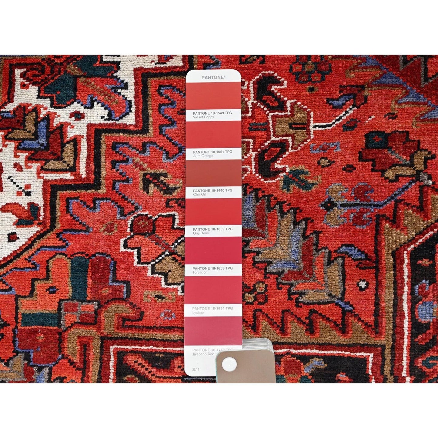 10'1"X12'10" Electric Crimson Red Vintage Semi Antique Heris Abrash Rug