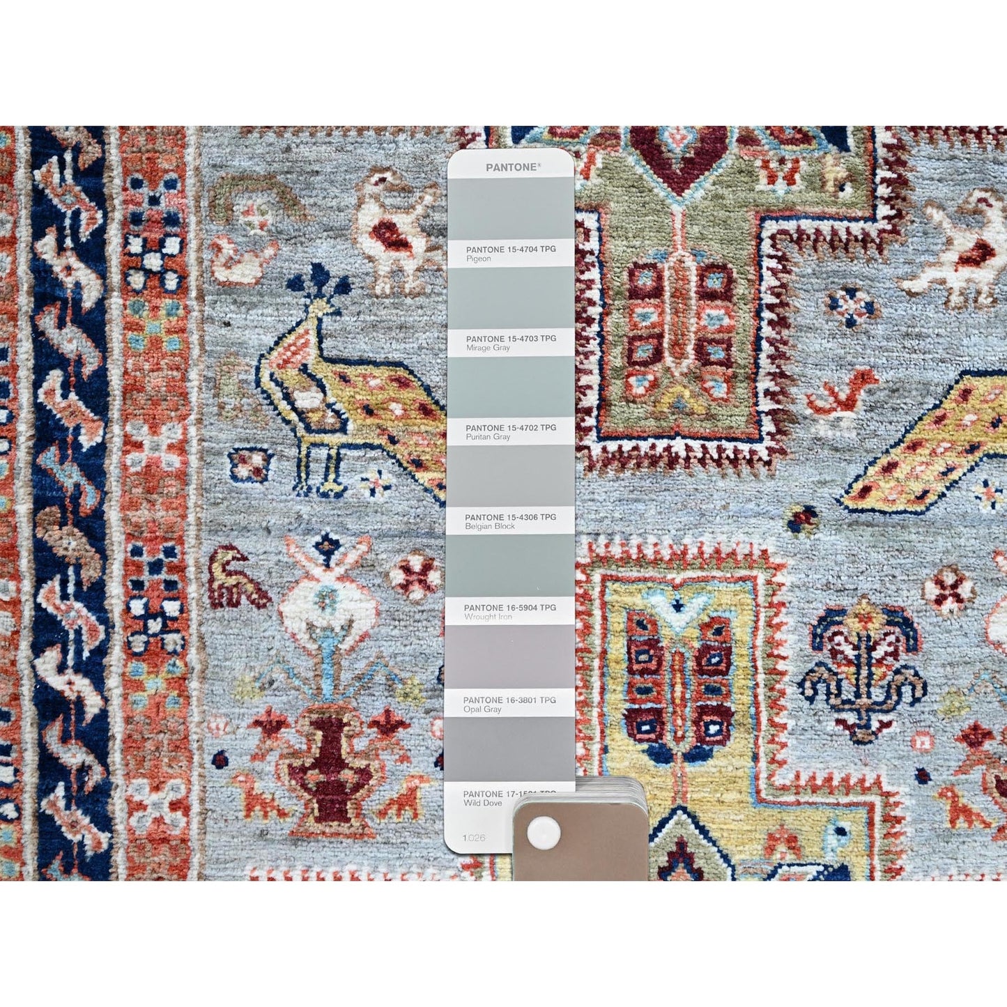 2'7"X9'9" Gray Caucasian Design Pure Wool Hand Knotted Runner Oriental Rug