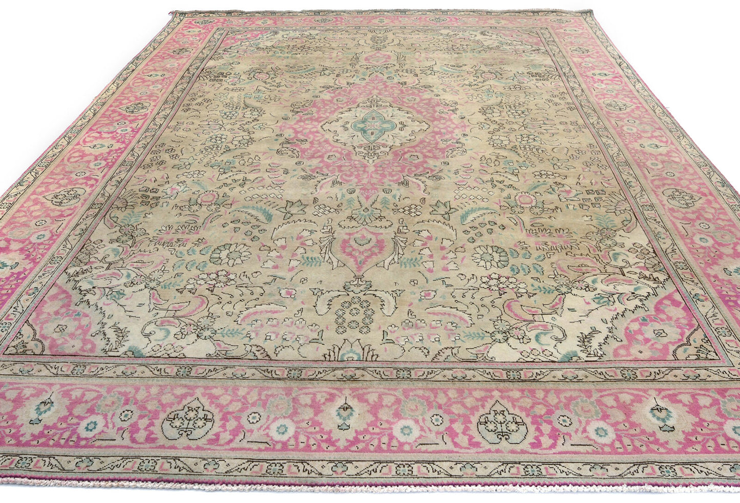 Handmade Distressed Antique Oriental Rug Floral