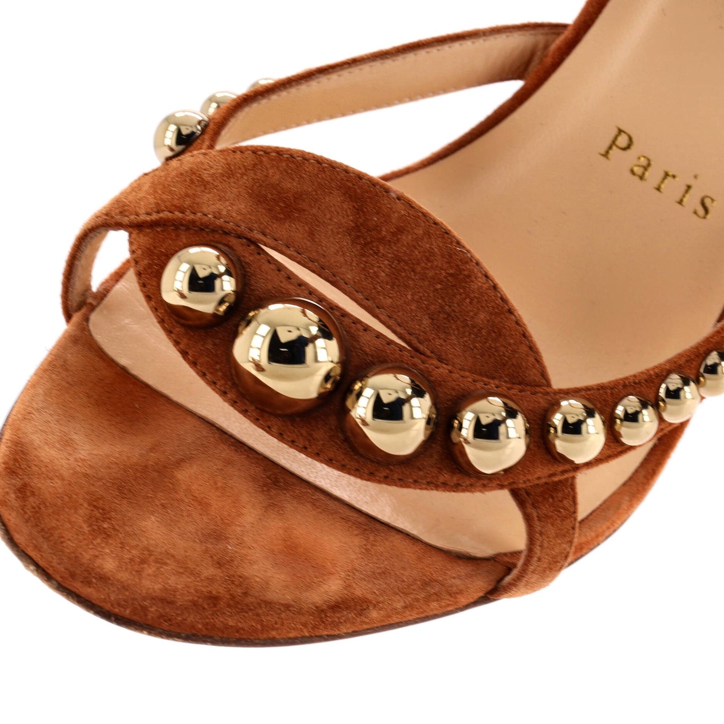 Christian Louboutin Women'S Galeria Heeled Sandals Studded Suede 100