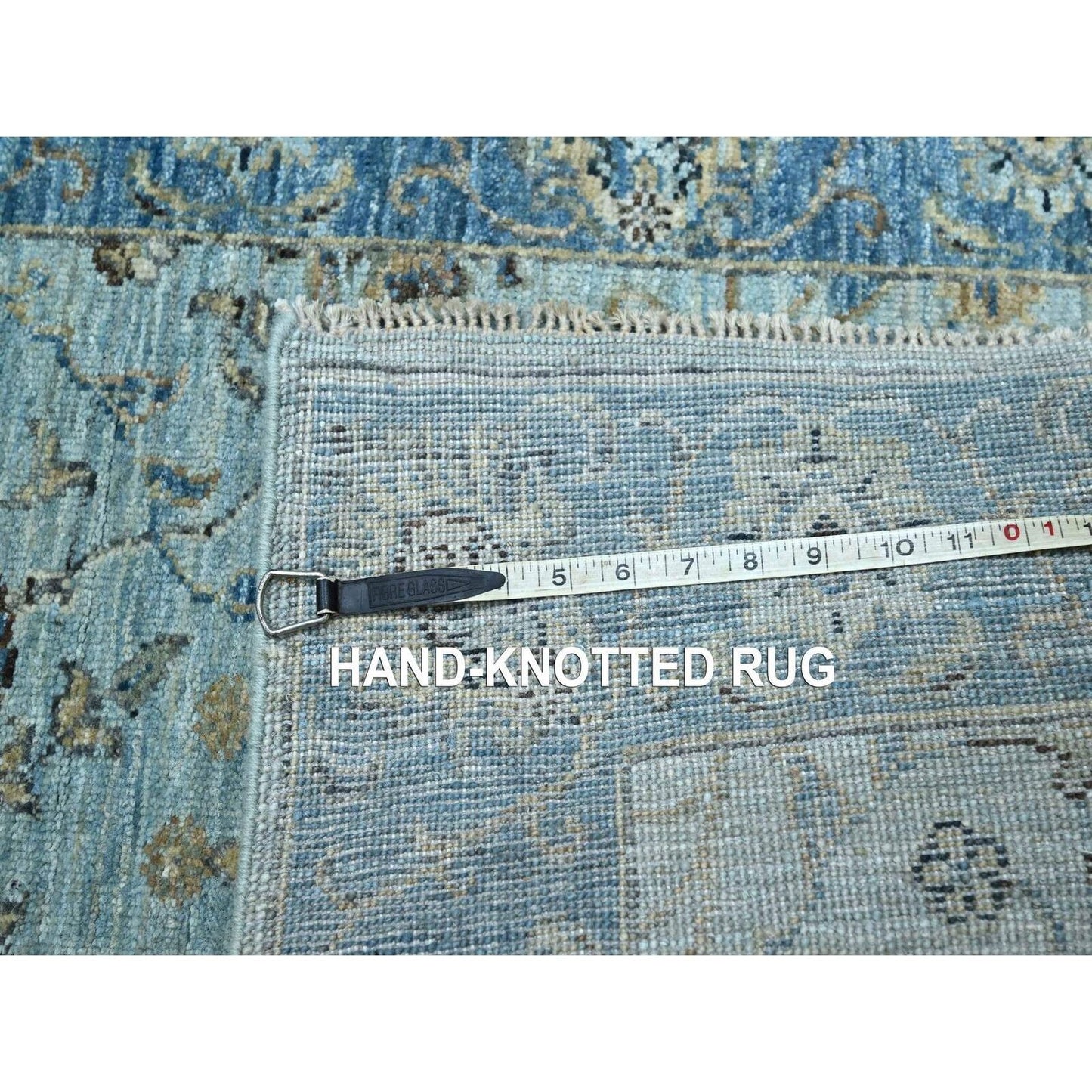2'6"X14' Blue Shah Abbas Flower Design Pure Wool Hand Knotted Runner Rug