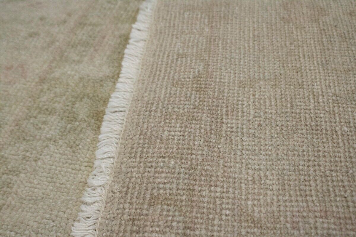 Transitional Muted Beige Floral Handmade Oriental
