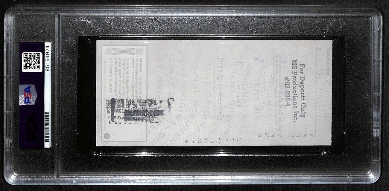 Johnny Unitas Hof Signed/Auto 2000 Bank Check Colts Psa/Dna Gem Mt 10 192625
