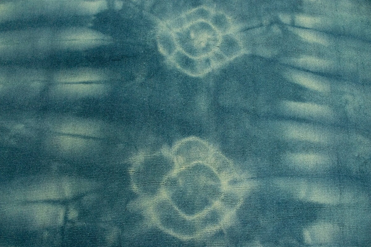 5X8 Ft Hand-Tufted Teal Wool Rug Modern Tie-Dye