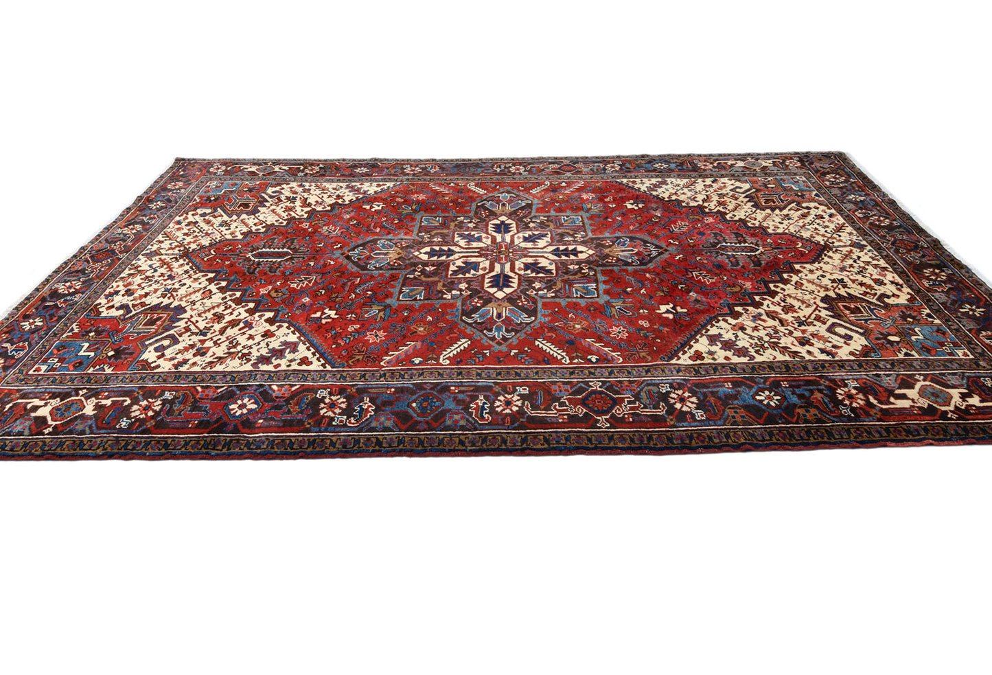 Red Serapi Oriental Rug Large Vintage Geometric