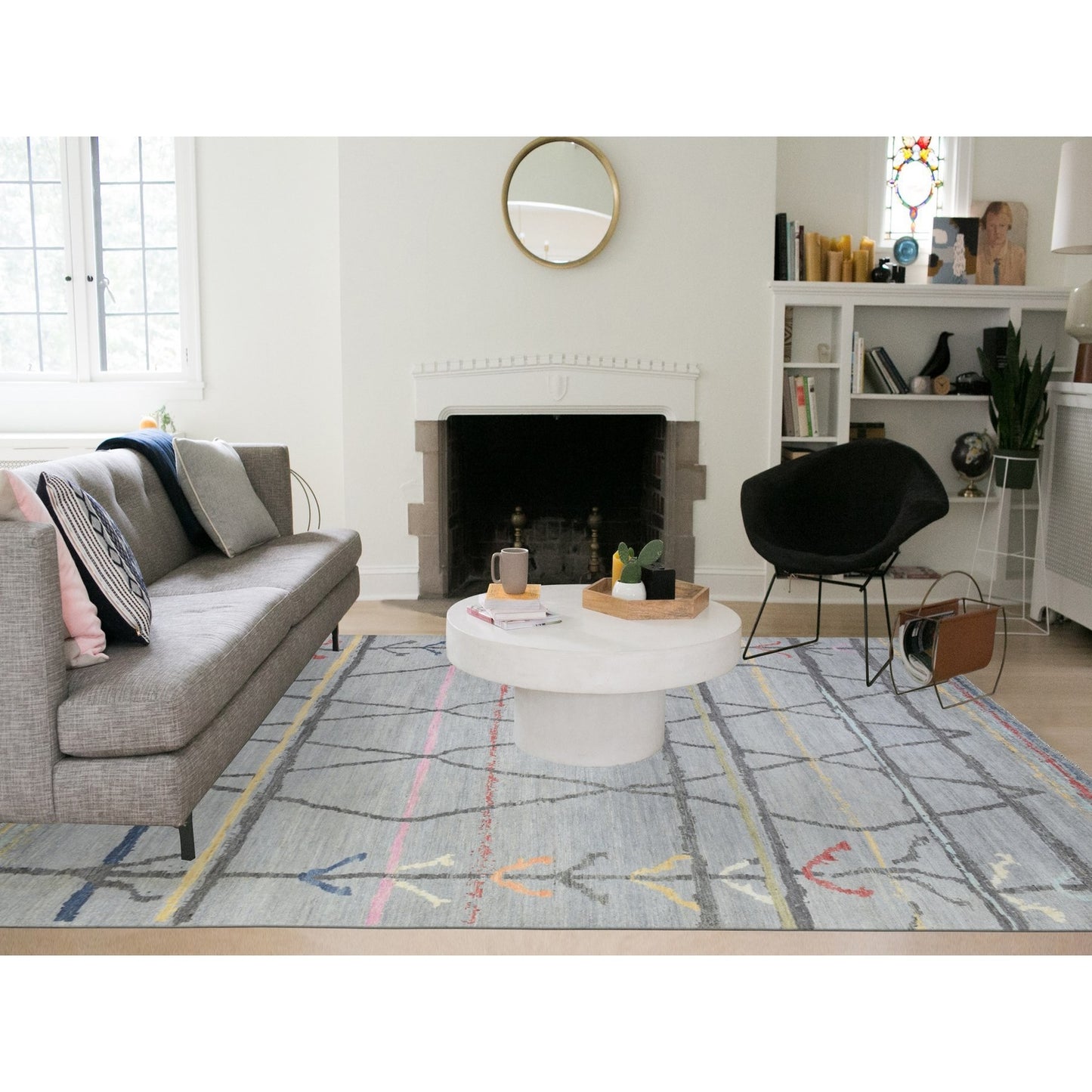 10'X13'9" Light Gray Hand Knotted Boujaad Moroccan Berber Design Wool Rug