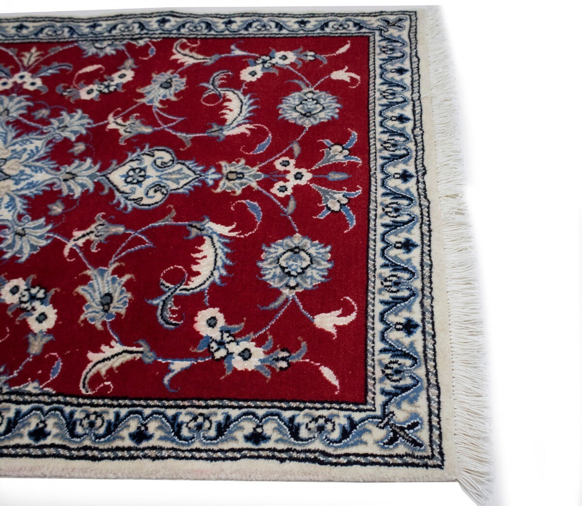 Hand-Knotted Red Area Rug Classic Floral Design